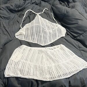 White Crochet Swim Coverup Set